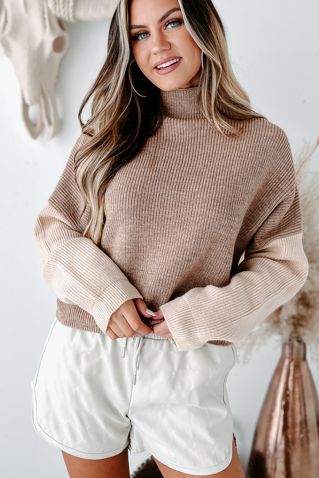 Know Your Boundaries Colorblock Sweater (Tan Multi) - NanaMacs