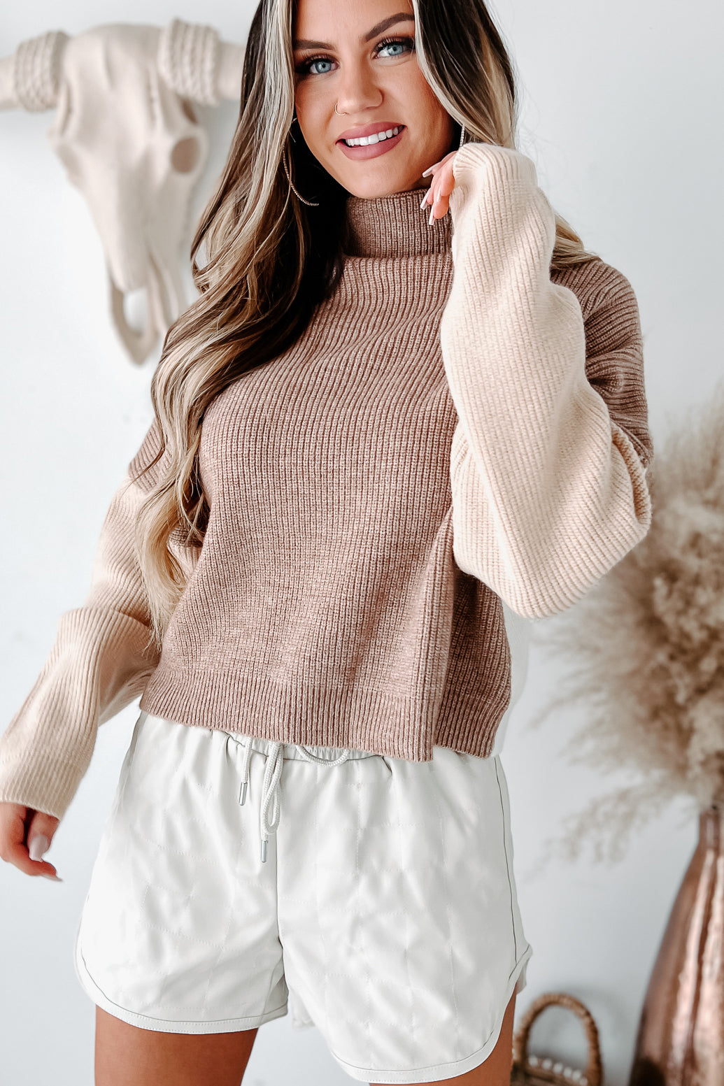 Know Your Boundaries Colorblock Sweater (Tan Multi) - NanaMacs