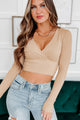 Perfect On All Accounts Ribbed Surplice Crop Top (Taupe) - NanaMacs