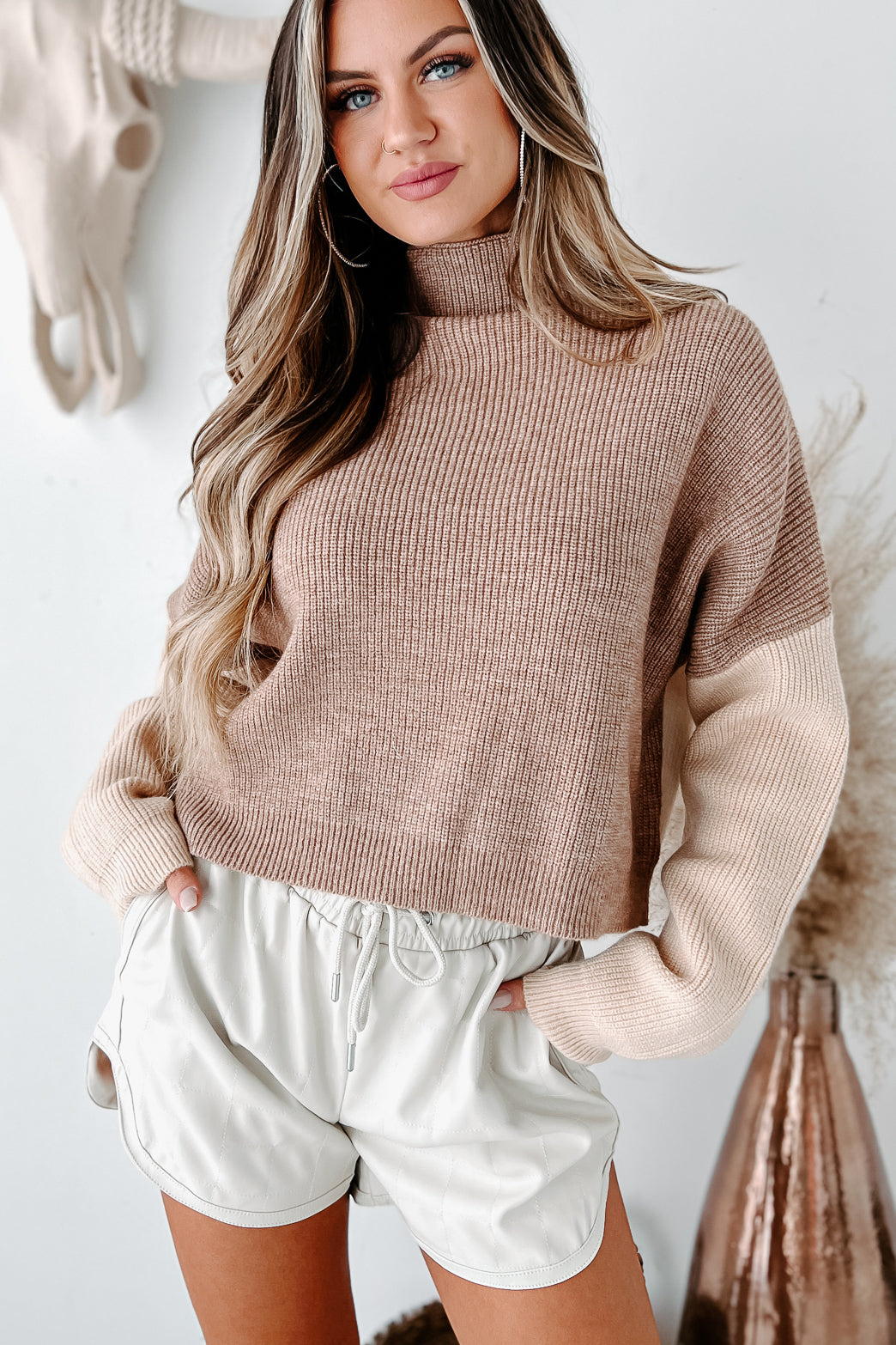 Know Your Boundaries Colorblock Sweater (Tan Multi) - NanaMacs