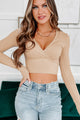Perfect On All Accounts Ribbed Surplice Crop Top (Taupe) - NanaMacs