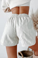 Give Me Attitude Faux Leather Drawstring Shorts (Cream) - NanaMacs