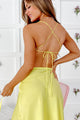 On One Condition Two-Piece Satin Skirt Set (Lime) - NanaMacs
