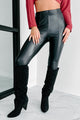 Taking Over Faux Leather Front Split Pants (Black) - NanaMacs