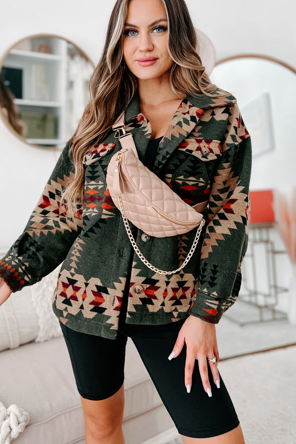 Looking Out Aztec Shacket (Olive) - NanaMacs