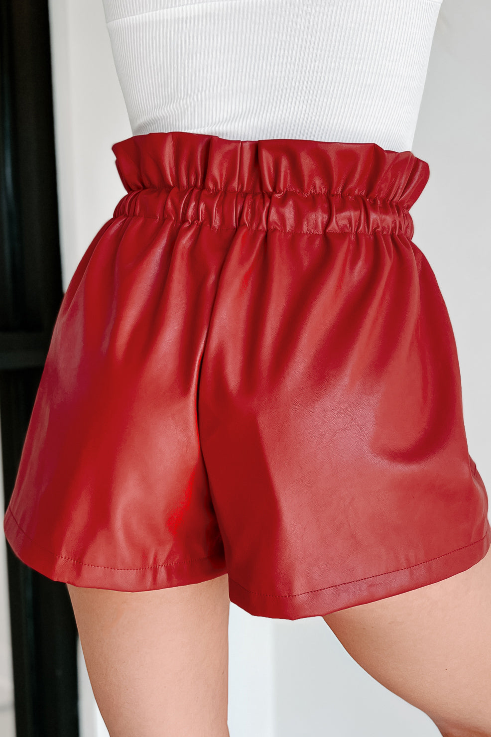 What You Admire Faux Leather Shorts (Red) · NanaMacs