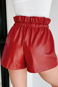 What You Admire Faux Leather Shorts (Red) - NanaMacs