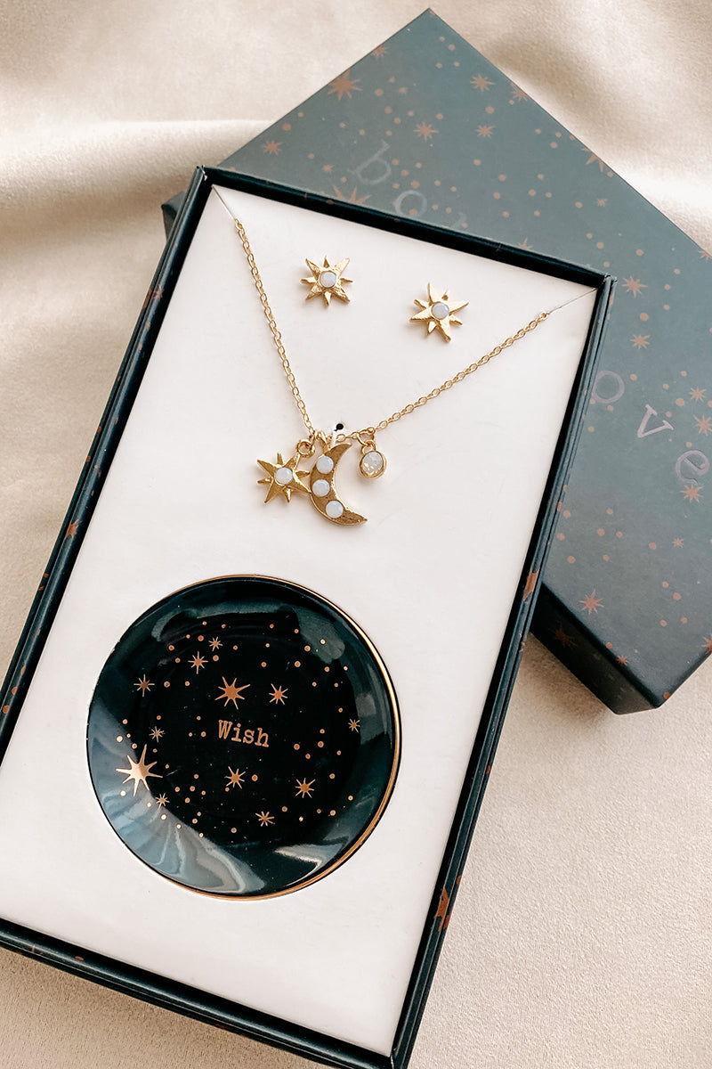 Gift Of The Stars Earring & Necklace Gift Set (Gold) - NanaMacs