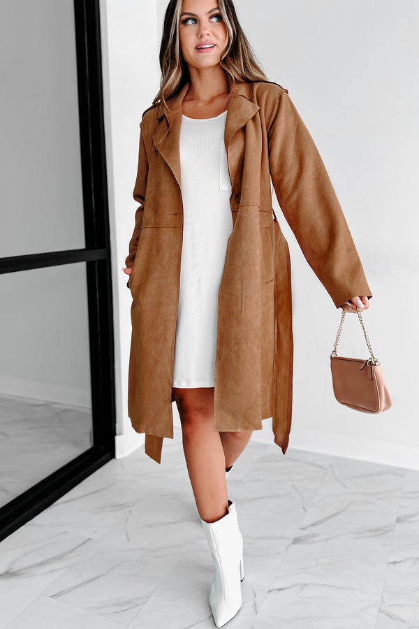 Delicate Gaze Faux Suede Jacket (Camel) - NanaMacs