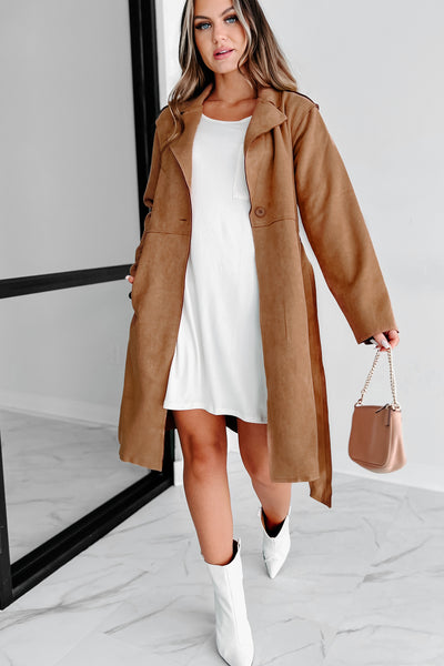 Delicate Gaze Faux Suede Jacket (Camel) - NanaMacs