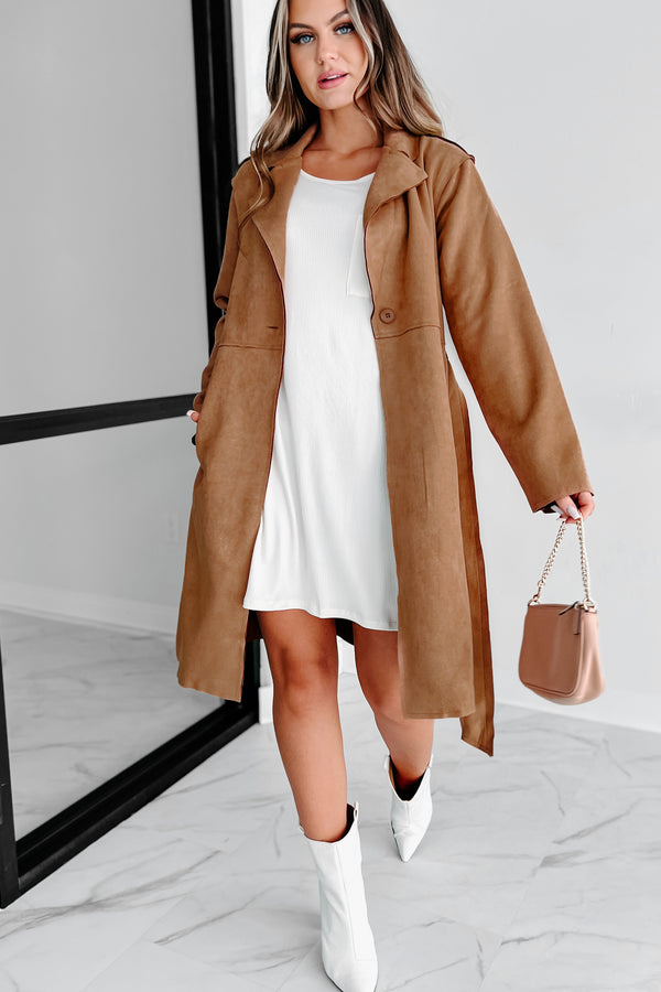 Delicate Gaze Faux Suede Jacket (Camel) - NanaMacs