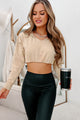 All Over Again Cinched Cropped Hoodie (Taupe) - NanaMacs