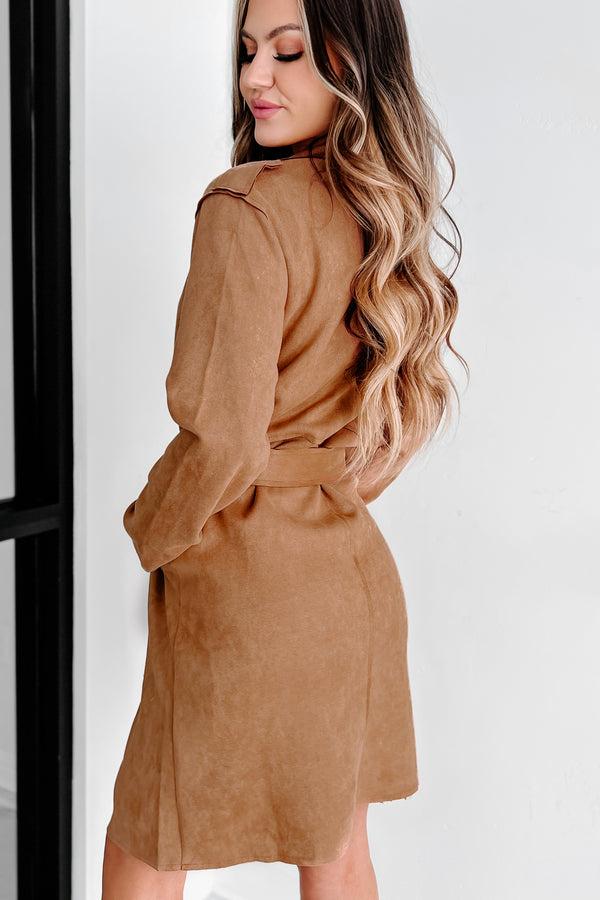 Delicate Gaze Faux Suede Jacket (Camel) - NanaMacs