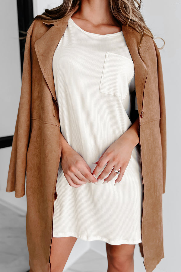 Delicate Gaze Faux Suede Jacket (Camel) - NanaMacs