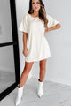 Ribbed T-Shirt Dress (Ecru Cream) - NanaMacs