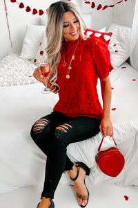 Heart Of A Queen High Neck Lace Top (Red) - NanaMacs