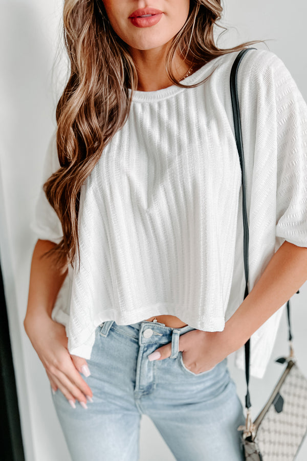 Too Many Chances Textured Dolman Sleeve Top (Ivory) - NanaMacs