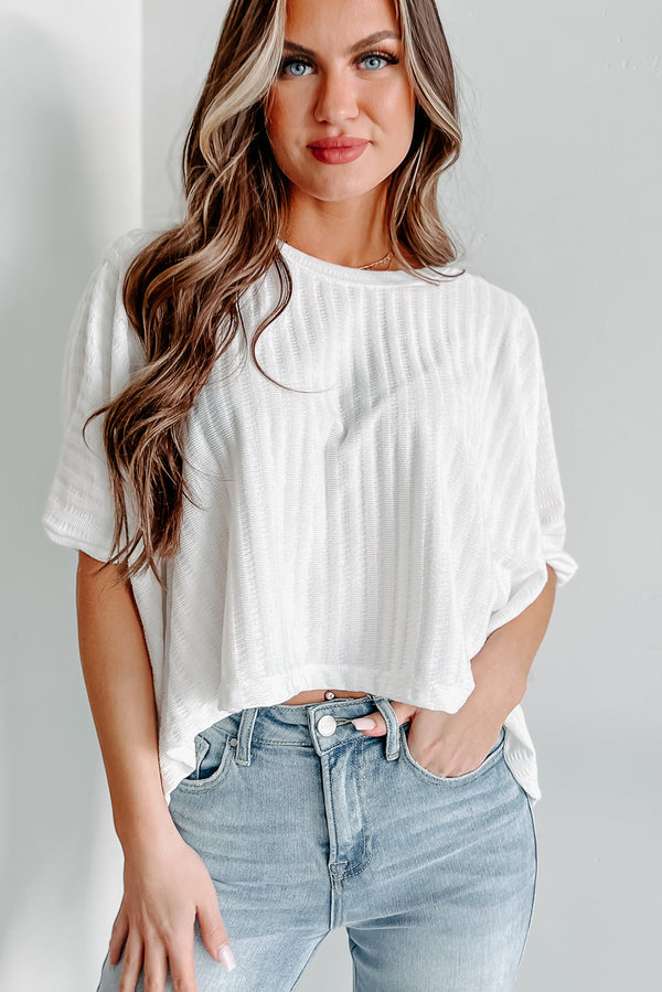 Too Many Chances Textured Dolman Sleeve Top (Ivory) - NanaMacs