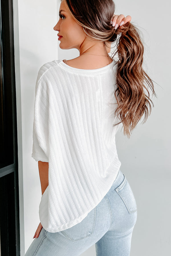 Too Many Chances Textured Dolman Sleeve Top (Ivory) - NanaMacs