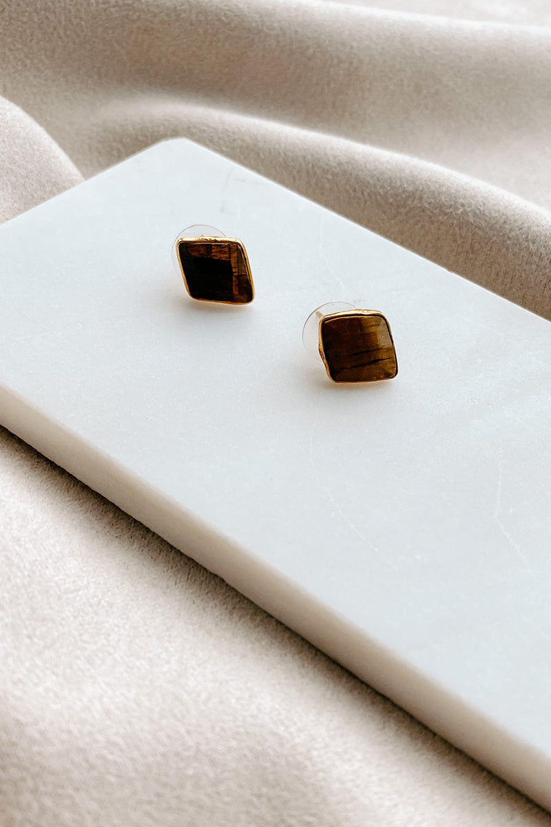 Miyah Stud Earrings (Brown) - NanaMacs