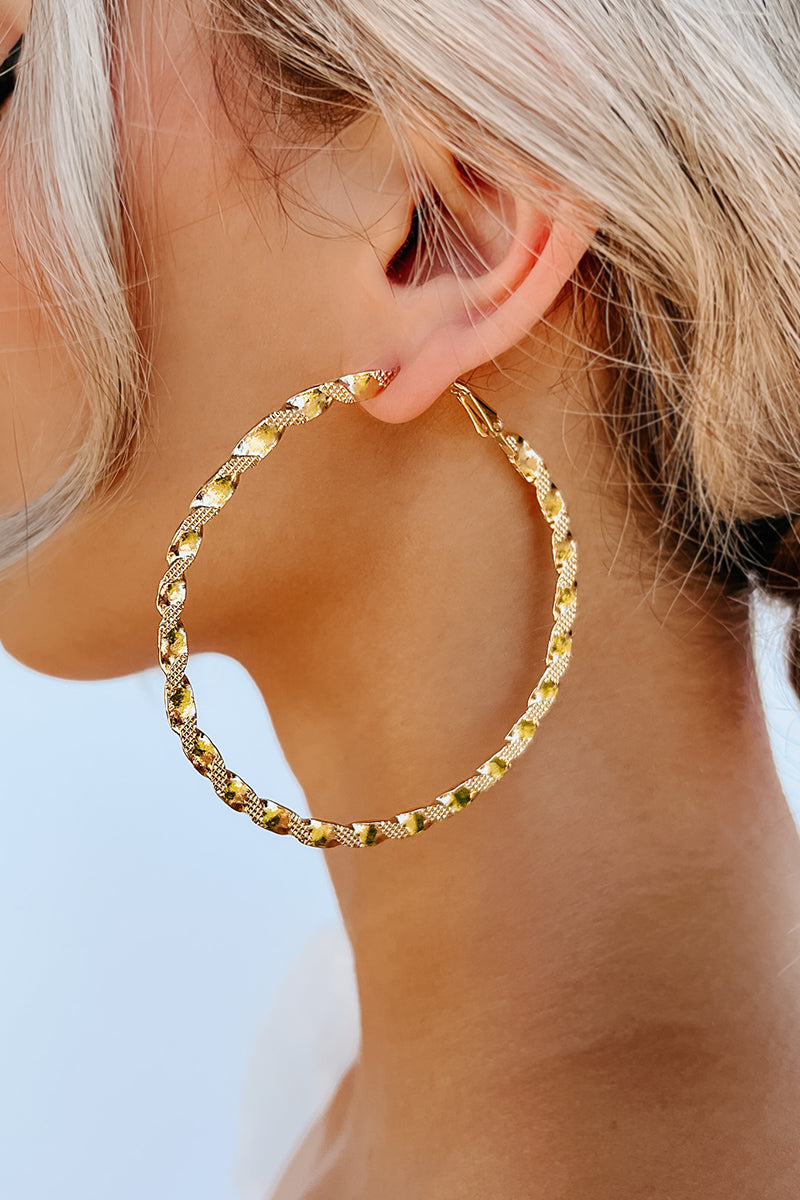 Saying My Piece Textured Hoop Earrings (Gold) - NanaMacs