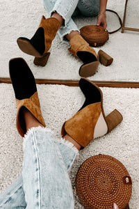 Kendall Tri-Tone Booties (Black/Camel/Taupe) - NanaMacs