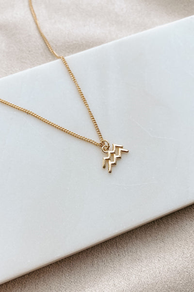 Aquarius Charm Necklace (Gold) - NanaMacs