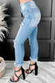Melina High Rise Distressed Straight Leg Risen Jeans (Light) - NanaMacs