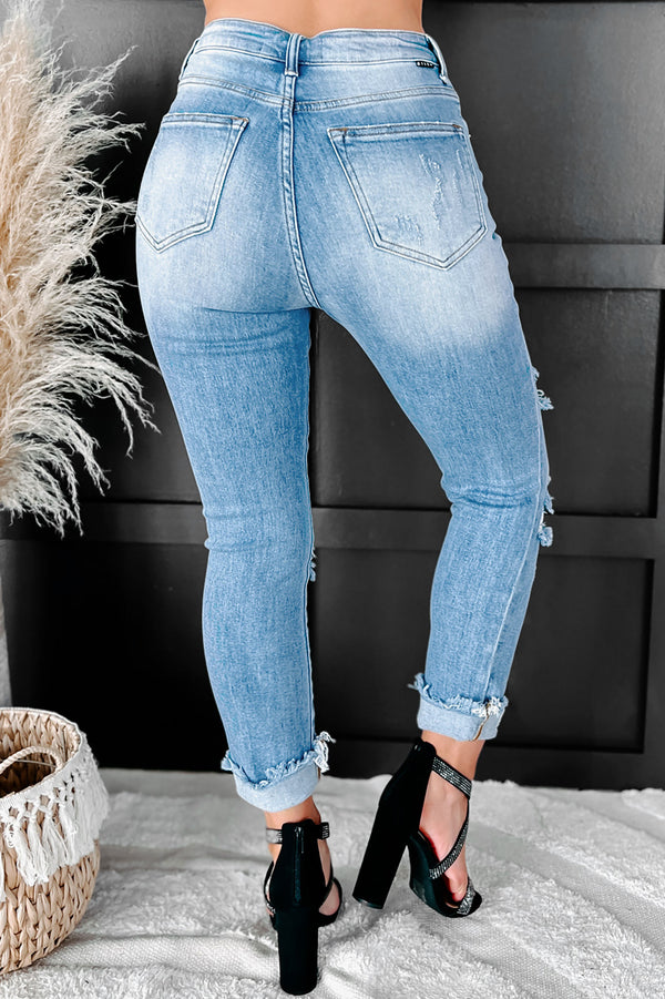 Melina High Rise Distressed Straight Leg Risen Jeans (Light) - NanaMacs