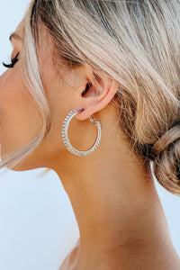 In Command Rhinestone Hoop Earring (Silver) - NanaMacs