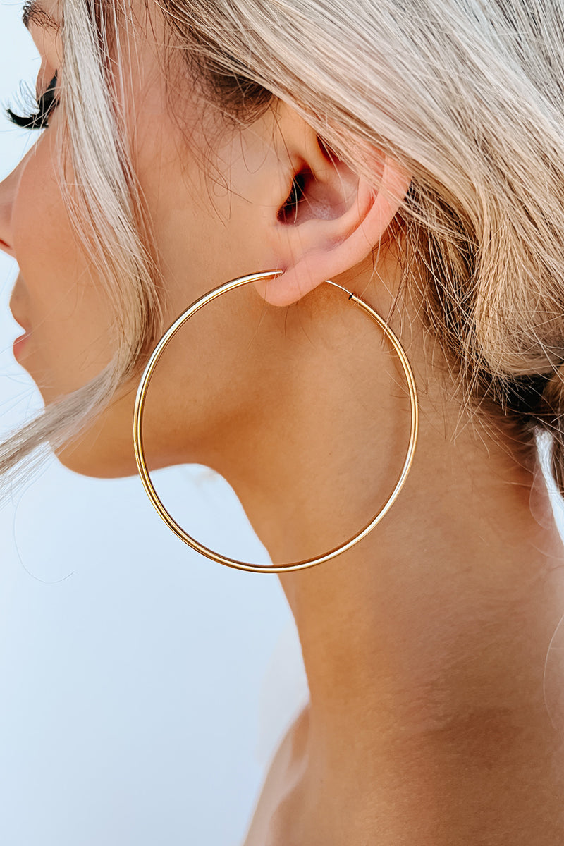 Don't Care Large Hoop Earrings (Gold) - NanaMacs