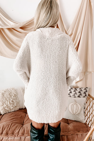 Keeping Cozy Fuzzy Knit Open Front Cardigan (Cream) - NanaMacs