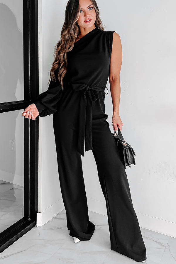 Style Icon Asymmetric Jumpsuit (Black) - NanaMacs