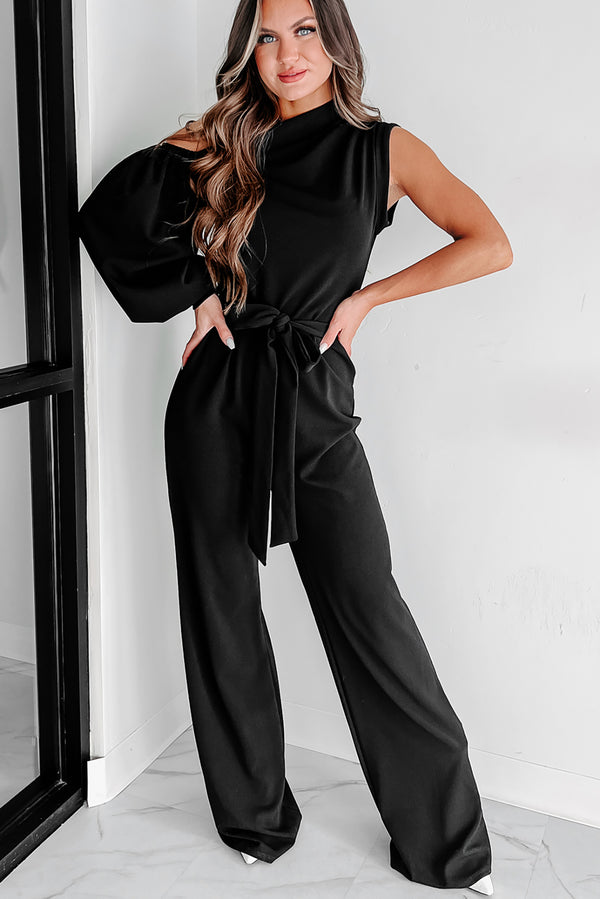 Style Icon Asymmetric Jumpsuit (Black) - NanaMacs