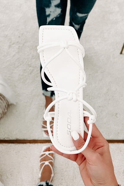 Better In Person Knotted Strappy Sandals (White) - NanaMacs