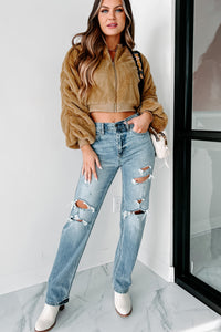 Perfectly Plush Faux Fur Crop Jacket (Beige) - NanaMacs