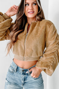 Perfectly Plush Faux Fur Crop Jacket (Beige) - NanaMacs