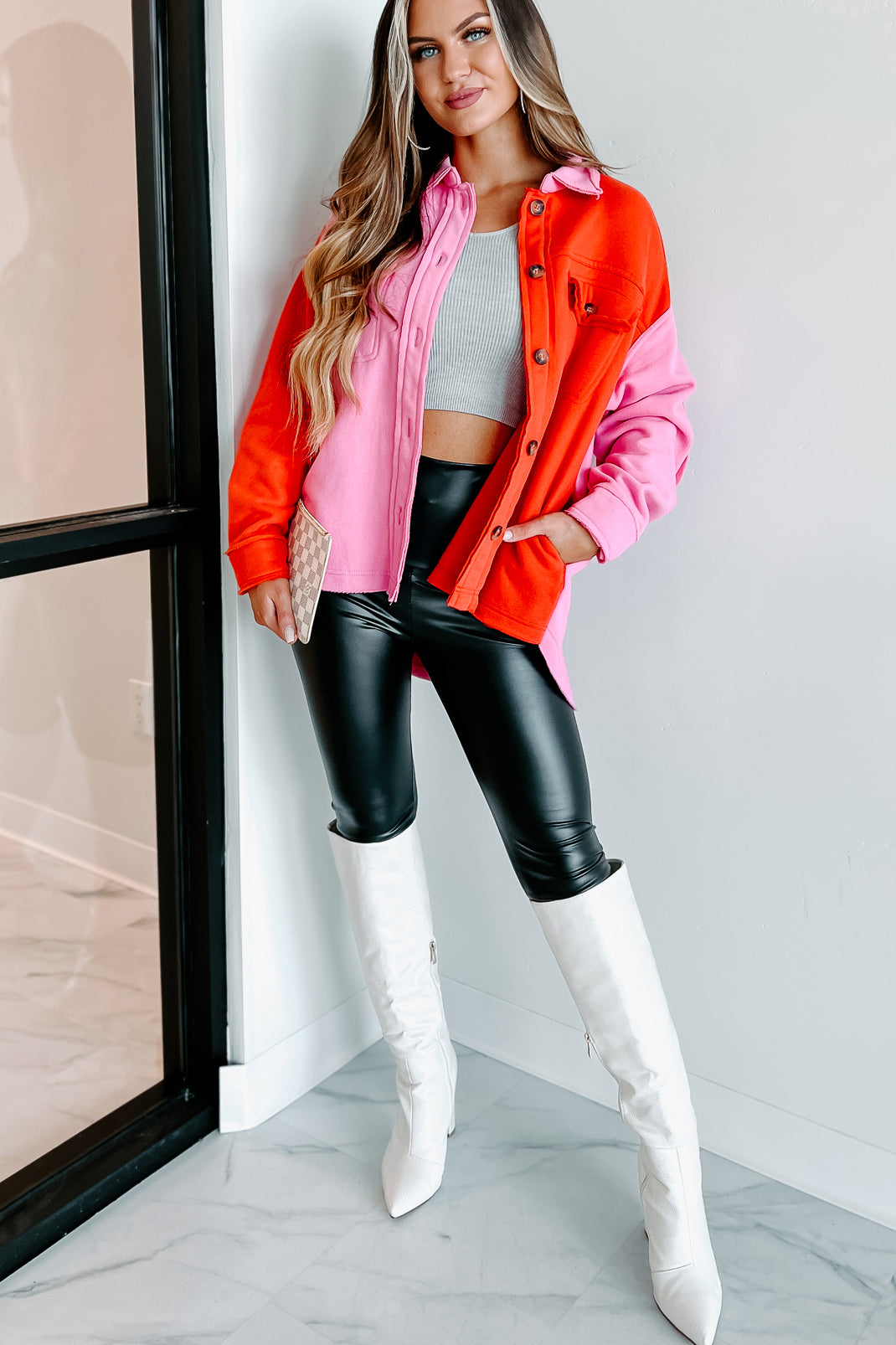 Mega Mood Leather Shacket, Colorblock Combo – Everyday Chic Boutique