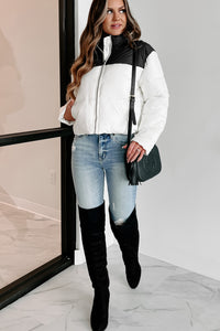 I'm Never Cold Colorblock Puffer Jacket (Whip Cream) - NanaMacs