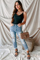 Melina High Rise Distressed Straight Leg Risen Jeans (Light) - NanaMacs