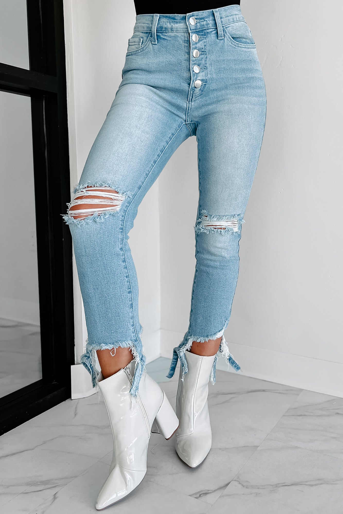 Wide-Leg Jeans, Frayed Hems, for Girls - stone, Girls