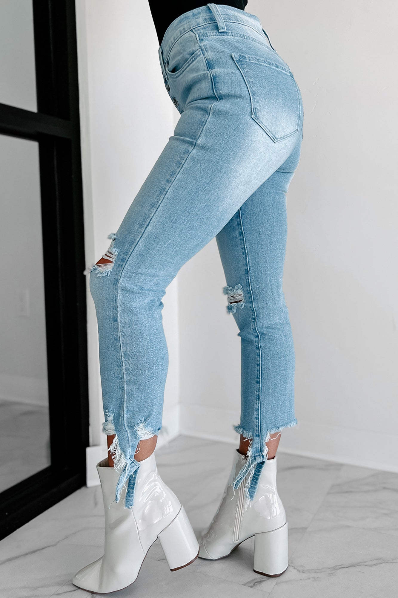 My Only Wish Mid-Rise Distressed Skinny Jeans (Light Stone) · NanaMacs