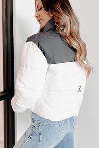 I'm Never Cold Colorblock Puffer Jacket (Whip Cream) - NanaMacs