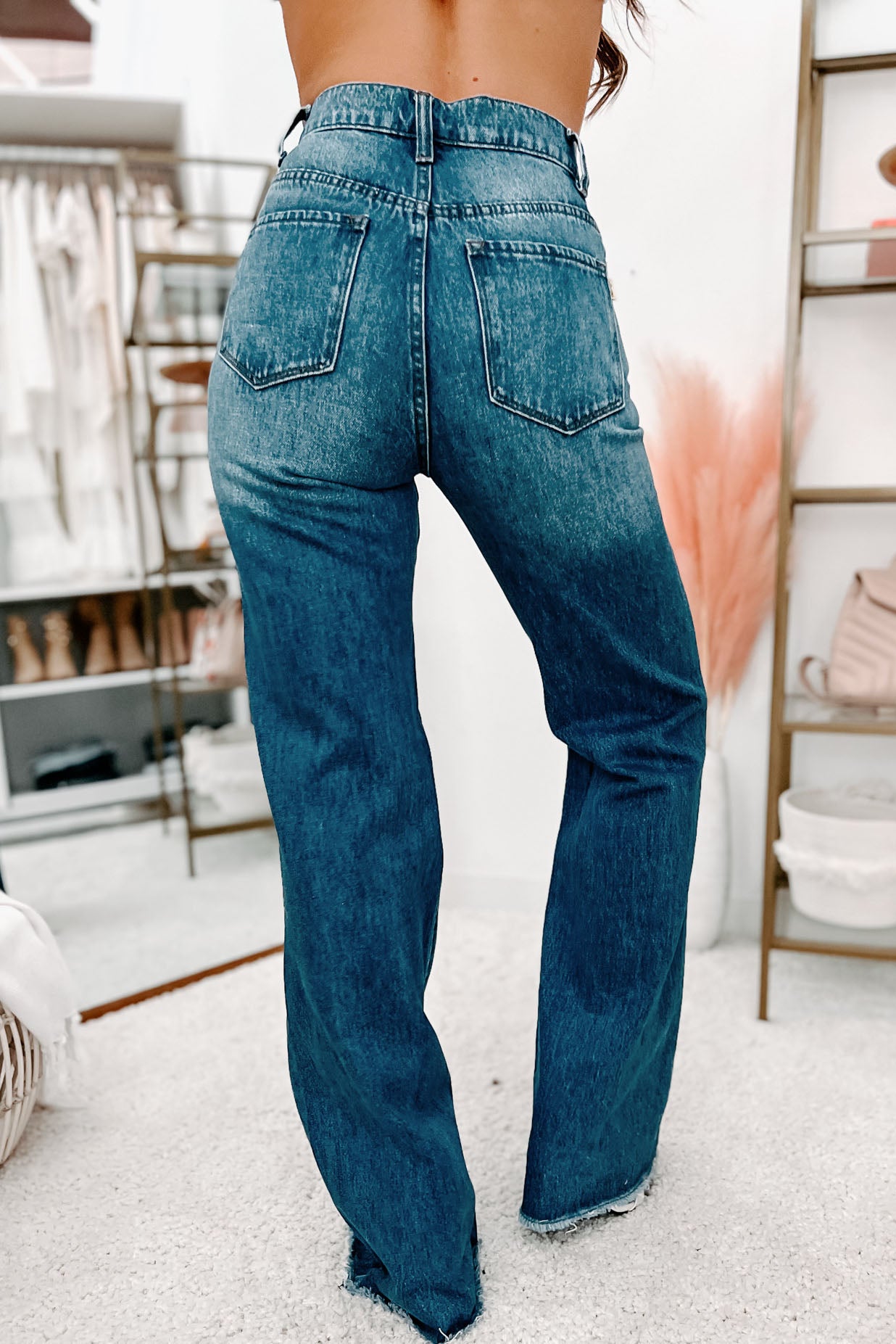 Baxter High Rise Distressed Wide Leg Jeans (Medium) · NanaMacs