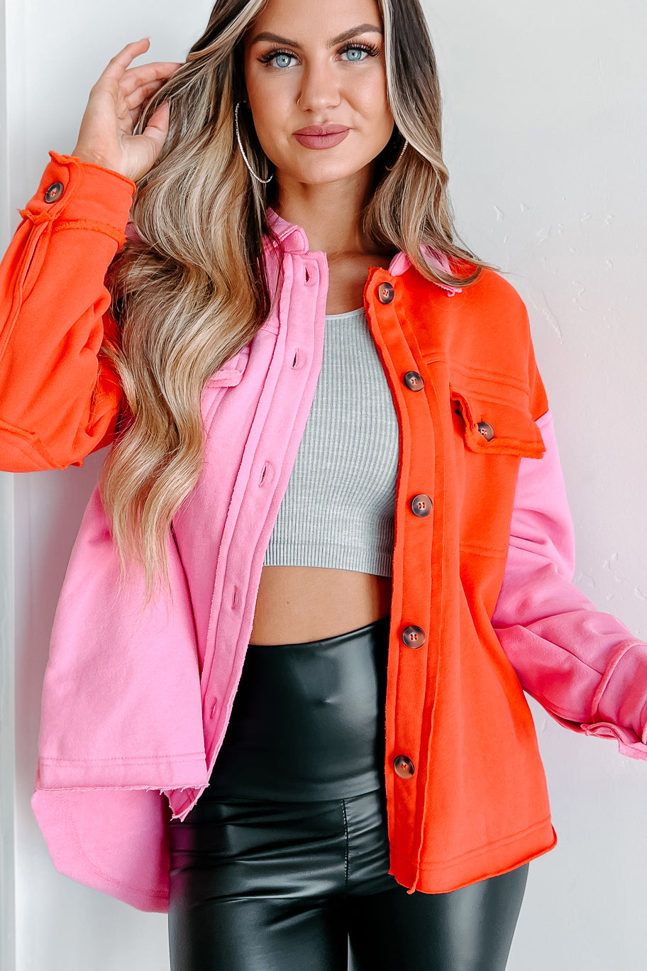 Mega Mood Leather Shacket, Colorblock Combo – Everyday Chic Boutique