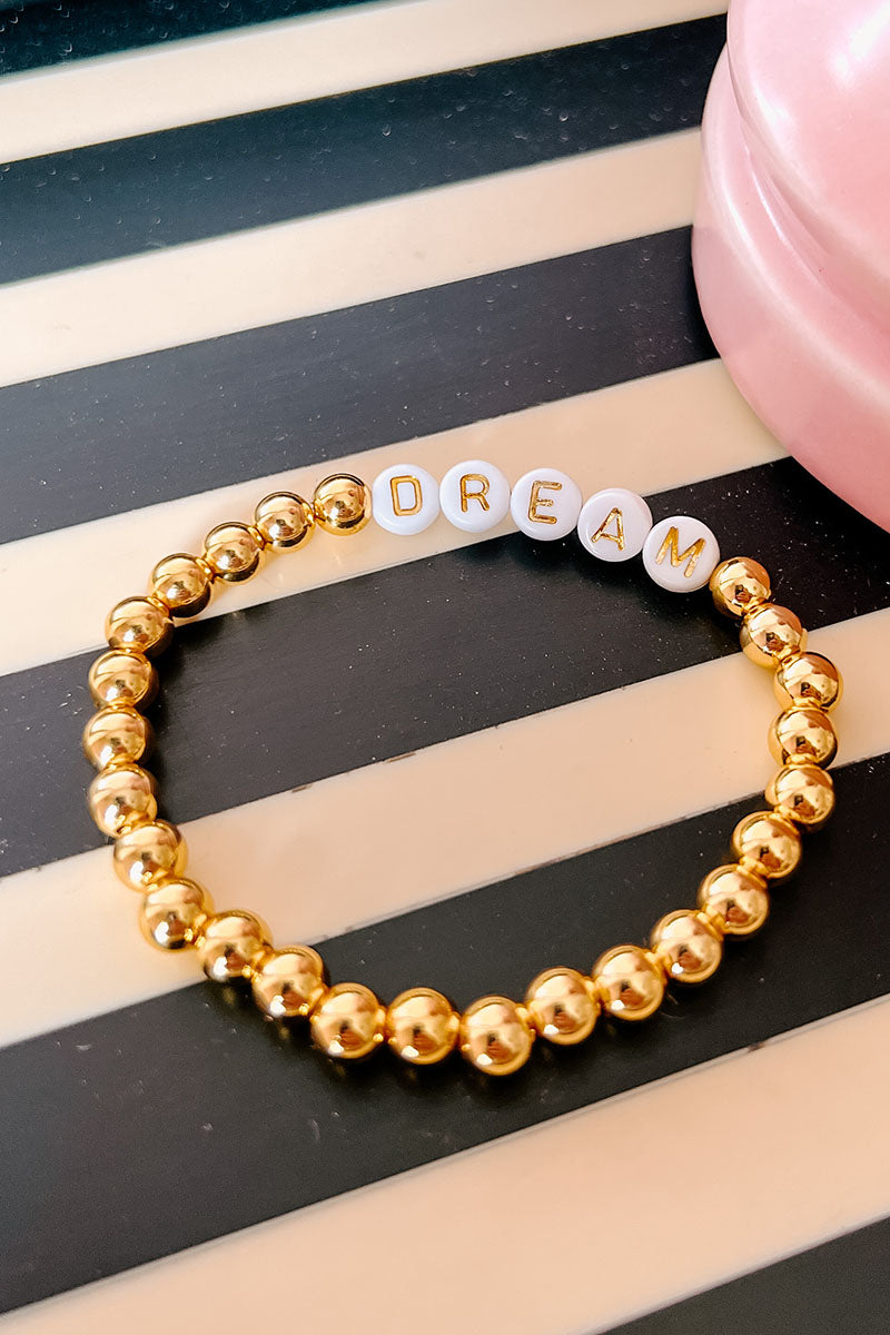 Dream Bright Beaded Bracelet (Gold/White) - NanaMacs