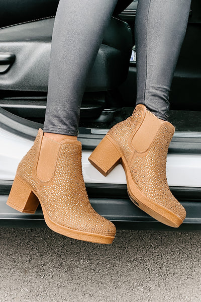 Bossy Behavior Rhinestone Booties (Gold) - NanaMacs