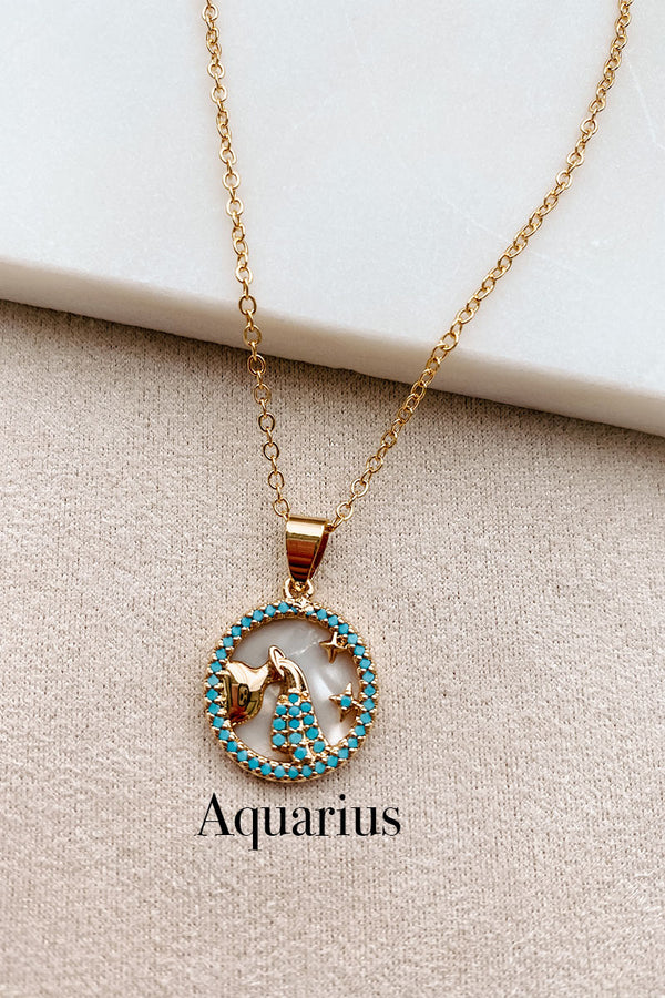 What’s Your Sign Zodiac Charm Necklace (Gold/Multi) - NanaMacs