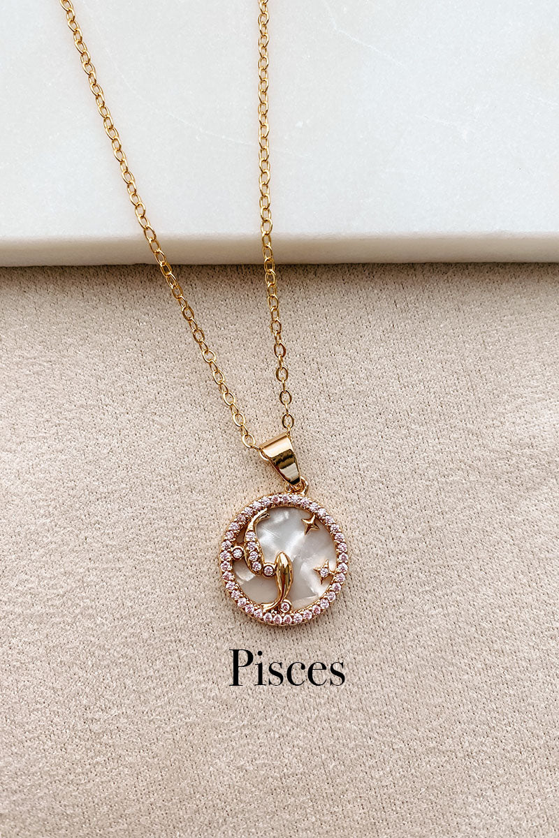 What’s Your Sign Zodiac Charm Necklace (Gold/Multi) - NanaMacs