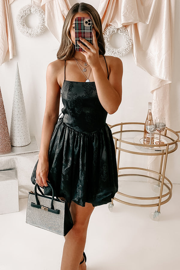 An Occasion To Remember Bubbled Hem Mini Dress (Black) - NanaMacs